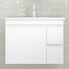 Bianca 750mm Gloss White Wall Hung Vanity with Ceramic Countertop
